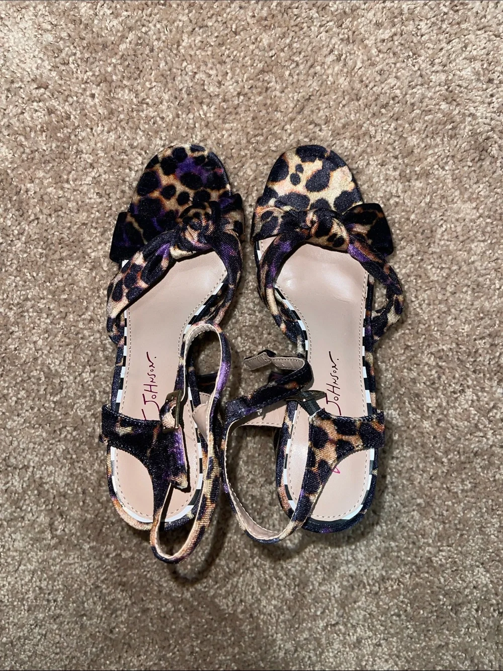 Betsey Johnson Leopard Platform Sandals with Purple Accents
